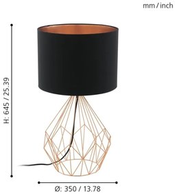 Eglo 95185 - Stolná lampa PEDREGAL 1xE27/60W/230V