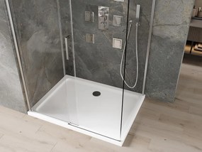 Mexen Omega, sprchovací kút s posuvnými dverami 110 (dvere) x 80 (stena) cm, 8mm číre sklo, chrómový profil + slim sprchová vanička 5cm, 825-110-080-01-00-4010