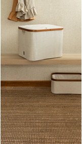 Krémový látkový úložný box s vekom 40,5x33x30 cm Bamboo/Linen – Bigso