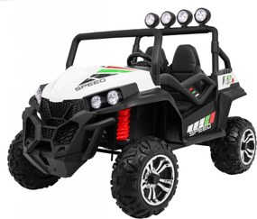 Ramiz Terénna bugina Strong pre deti biela + pohon 4x4 + diaľkové ovládanie + nosič batožiny + rádio MP3 + LED