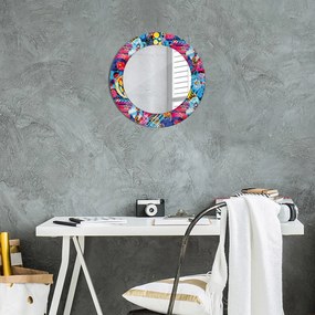 Okrúhle ozdobné zrkadlo Farebné čmáranice fi 50 cm