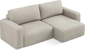 Béžová menčestrová rozkladacia/s úložným priestorom rohová pohovka (pravý roh/s leňoškou) Kona – Makamii