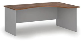 Ergonomický kancelársky pracovný stôl PRIMO GRAY, 1800 x 1200 mm, pravý, sivá/orech