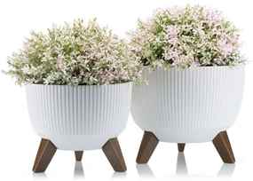 PLASTOVÝ KVETINÁČ ROSA LINEA ECO SADA 2KS 15X24,3 CM+18,3X29,2 CM BIELA