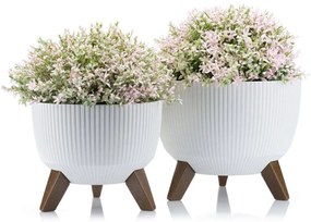 PLASTOVÝ KVETINÁČ ROSA LINEA ECO SADA 2KS 15X24,3 CM+18,3X29,2 CM BIELA