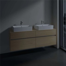 VILLEROY &amp; BOCH Collaro závesná skrinka pod dve umývadlá na dosku, 4 zásuvky, 1600 x 500 x 548 mm, Nordic Oak, C13700VJ