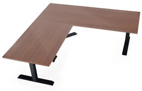 Výškovo nastaviteľný stôl OfficeTech Angle, 180 x 200 cm, čierna podnož, orech