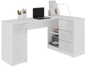 Písací stôl AKORD B20, 155x77x85/48,5, biela, pravá