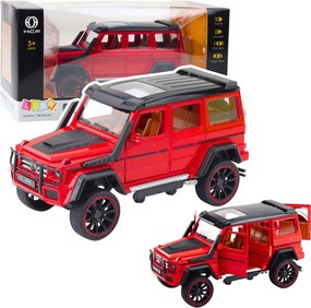 LEAN Toys Terénne auto kovové na zotrvačník otváracie dvere červené 1:22