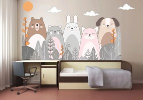 Samolepka na stenu s motívom milých zvieratiek 60 x 120 cm