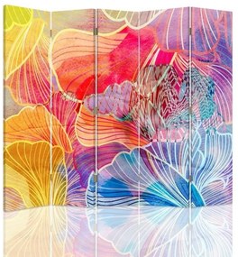 Gario Paraván Farebné abstraktné listy Rozmery: 180 x 170 cm, Prevedenie: Otočný paraván 360°