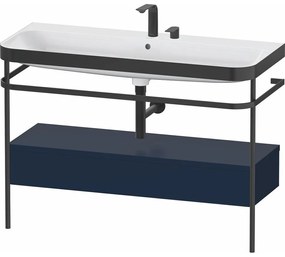 DURAVIT Happy D.2 Plus c-bonded kovový stojací podstavec s nábytkovým umývadlom s dvomi otvormi, 1 zásuvka, 1175 x 490 x 850 mm, čierna/nočná modrá matná lakovaná, HP4744E98980000