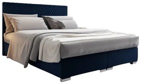 Manželská posteľ 140 cm Boxspring Harlan Comfort (tmavomodrá) (s roštom, matracom a úl. priestorom). Vlastná spoľahlivá doprava až k Vám domov. 1055987