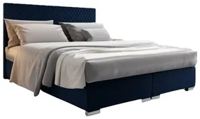Manželská posteľ Boxspring 160 cm Harlan Comfort (tmavomodrá) (s roštom, matracom a úl. priestorom). Vlastná spoľahlivá doprava až k Vám domov. 1055994
