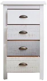 Vysoká bielo-sivá komoda so 4 zásuvkami Marckeric Romantica, 46 × 80 cm