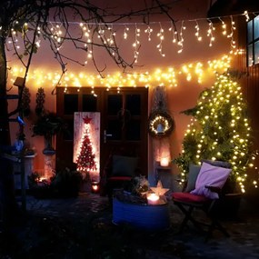Vianočný LED svetelný dážď 10 m - teplá biela + ovládač