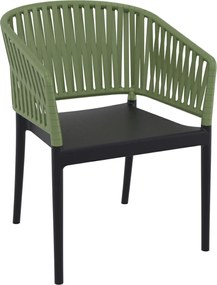 PORTOFINO záhradná stolička s podrúčkami black/olive green