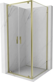 Mexen Exo, výklopná sprchová kabína, dvere 110 cm + bočná stena 110 cm, transparentné sklo, zlatá, 8182-110-110-50-00
