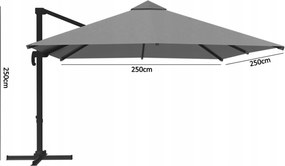 CH Sivý záhradný slnečník s obalom Roma Mini - 2,5x2,5 m