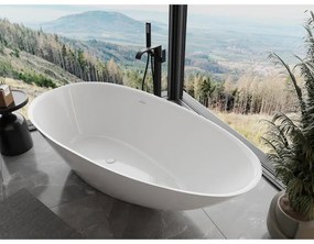 Mexen Milano, voľne stojaca vaňa z konglomerátu 150 x 82 cm, biela lesklá, 57301508510