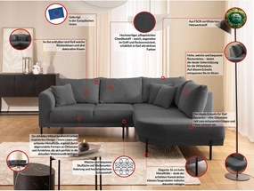 Tmavosivá ženilková rohová pohovka (pravý roh/do L) Mauris – Ropez