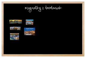 Toptabule.sk  Čierna tabuľa na magnetky v drevenom prírodnom ráme 60x40 cm