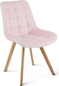 Stolička SORIA 360 – ružový zamat / dubové nohy × 2
