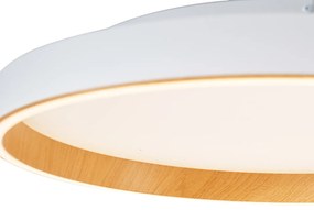 Dizajnové stropné svietidlo biele s drevom 60 cm vrátane LED 3-stupňového spínača - Ingo