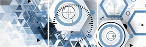 Obraz - Geometrická abstrakcia (s hodinami) (90x30 cm)