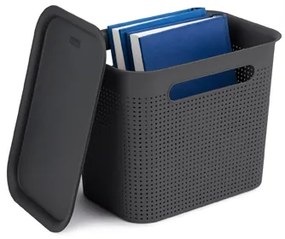 Rotho Úložný box s rúčkami BRISEN 7l, 26x18x21cm, čierny S vekom / Bez veka: S vekom
