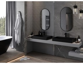 Mexen Loft, oválne kúpeľňové zrkadlo 90 x 45 cm, farba rámu čierna matná, 9851-090-045-000-70