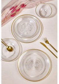 18-dielna jedálenská sada, číre sklo so zlatými detailmi