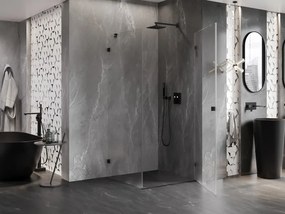 Mexen Lunar-B pravostranný výklopný sprchový kút 90 x 90 cm, číre sklo, čierna matná, 832-090-090-70-00-P
