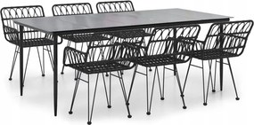 vidaXL 7-dielna sada záhradného nábytku, čierna, polyratan