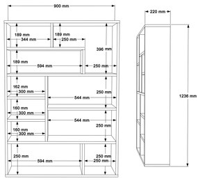 Knihovna Houseland Juno dub Castello medový/antracitová