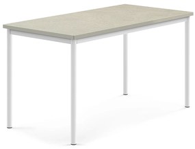 Stôl SONITUS, 1400x700x720 mm, linoleum - svetlošedá, biela
