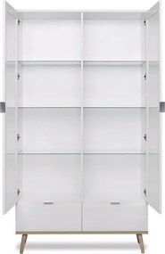 Vysoká vitrína Göteborg, biela / dub sonoma