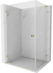 Mexen Lunar-B L, sklápací sprchový kút ľavý 85 x 80 cm, 8mm číre sklo, zlatý profil, 832L-085-080-50-00-L