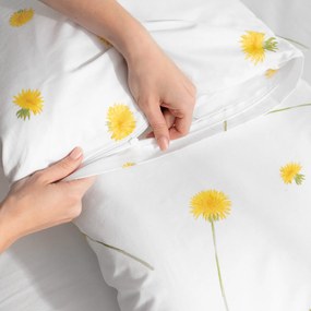 Goldea bavlnené posteľné obliečky duo - púpavy so žltou 140 x 200 a 70 x 90 cm