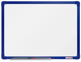 Biela magnetická popisovacia tabuľa boardOK 600 x 450 mm, modrý rám