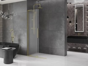 Mexen Velar L, posuvná sprchová zástena Walk-in 100 x 200 cm, 8mm sklo námraza, zlatá matná, 871-100-003-33-55