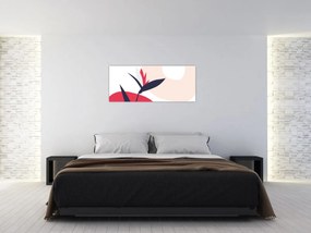 Obraz - Ružová florálna abstrakcia N⁰1 (120x50 cm)