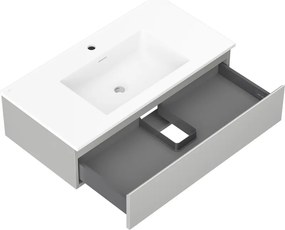 Mexen Orio, kúpeľňová skrinka 90 cm s umývadlom Otis, 1 zásuvka, šedá matná/biela matná, 91A10-09023-1-BF62-W18M01