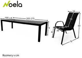 Noela Záhradný jedálenský set Grande Pasto + 10x kovová stolička Ramada