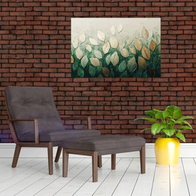 Obraz - Zlato-zelené listy (90x60 cm)