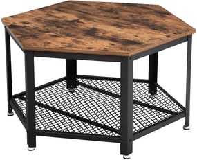 VASAGLE Konferenčný stolík hnedý šestihranný 75x75 cm