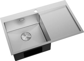 Mexen Exar nerezový drez s 1 komorou a odkvapkávačom, ľavý 780 x 480 mm, inox - 6433781010L-01