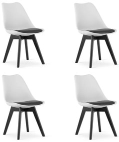 Set štyroch jedálenských stoličiek MARK biely / čierny - čierne nohy (4 ks)