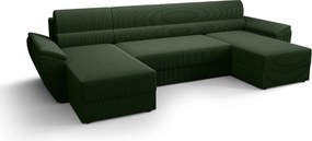 AKCIA Rozkladacia sedacia súprava do U TAVERO 321x140 cm, tmavozelená II. akosť