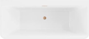 Mexen Volta, voľne stojaca nástenna vaňa 170 x 75 cm, biela, medený prepad, 51131707500-65